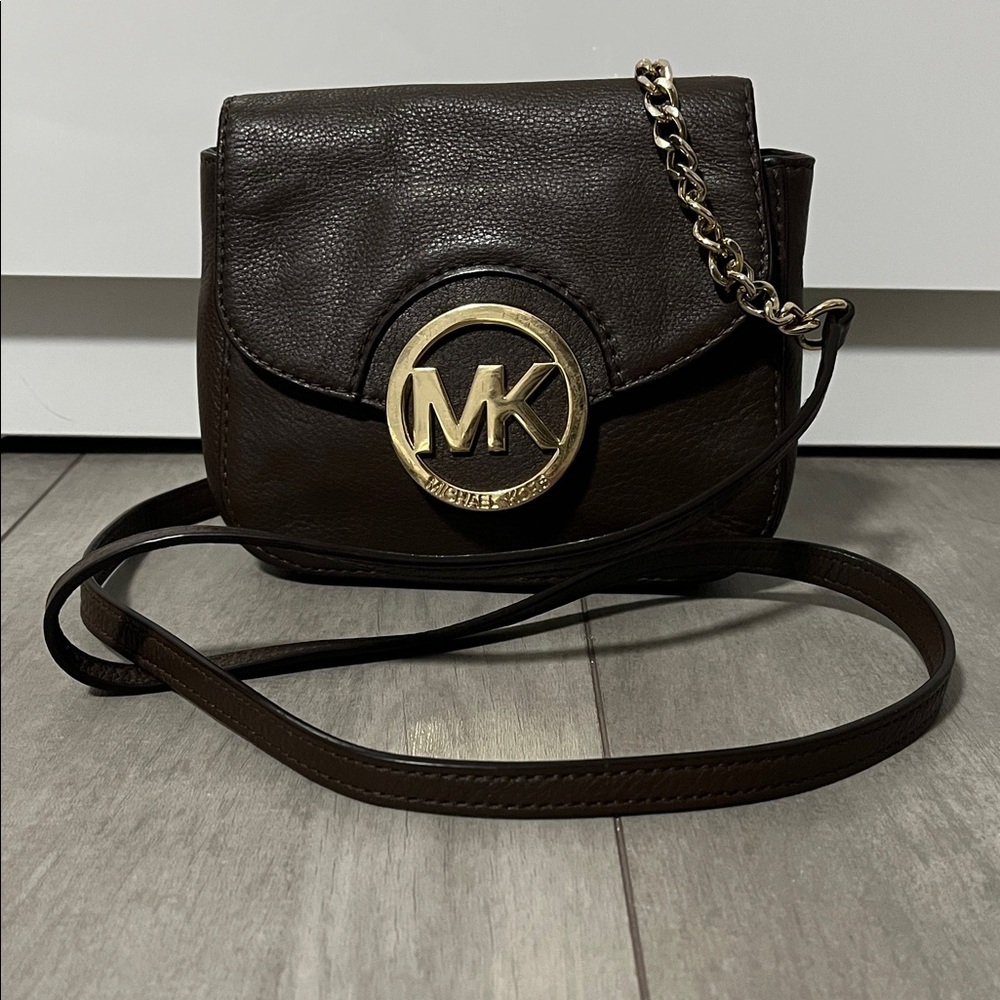 Michael Kors Brown Small Crossbody Bag Gold Hardware